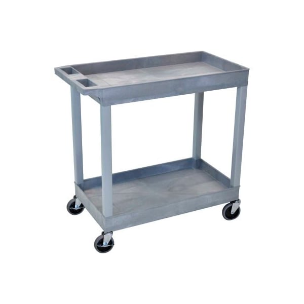 Luxor Plastic Utility Cart w/2 Shelves, 400 lb. Capacity, 35-1/4inL x 18inW x 34-1/4inH, Gray EC11-G - main